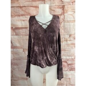 Soft & Sexy  L/S Stretch Top Sz S V-neck Hippie